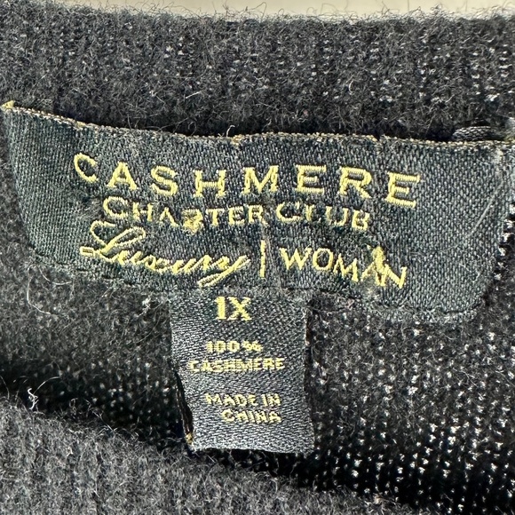 Charter Club Cashmere Sweater 1X 16 18 Black Crewneck Pullover Quiet Luxury - Picture 3 of 3